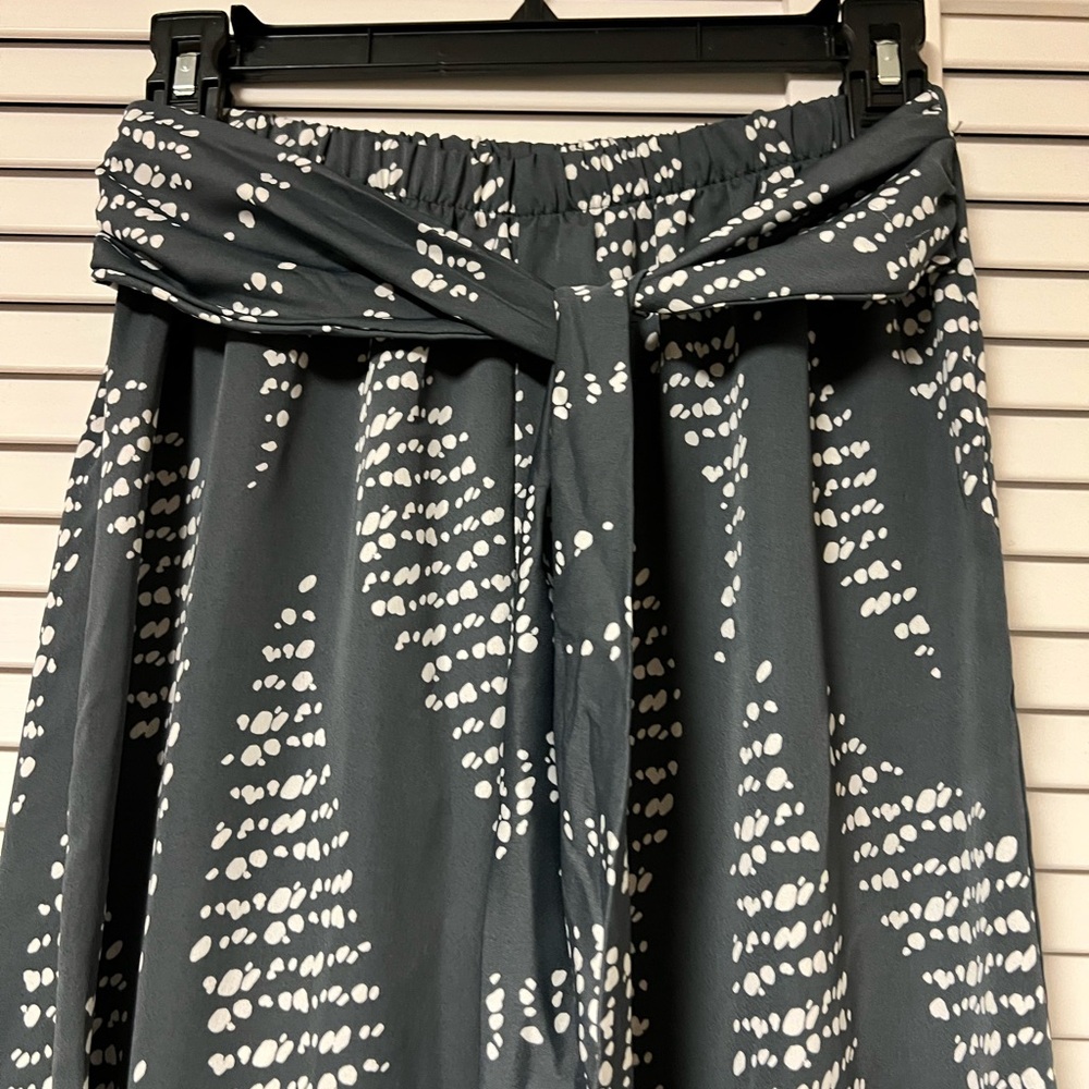 Charcoal Wavy Texture Print Wide Leg